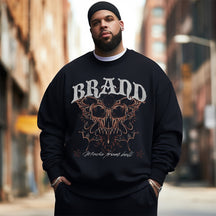 butterfly skull printed Men's Plus Size Sweatshirt