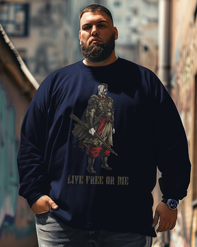 Men's Cossack Warrior Plus Size Long Sleeve T-Shirt