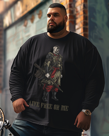 Men's Cossack Warrior Plus Size Long Sleeve T-Shirt