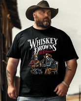 Men's WHISKEY DROWNS THE MEMORIES Print Plus Size T-shirt