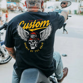 Men's CUSTOM SPIRIT OF THE ROAD Skull With Winged Helmet Print Plus Size T-Shirt & Short