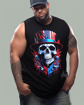 Sugar Skull Top Hat American Flag Men's Sleeveless Tee