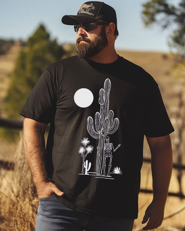 Men's Western Cactus Desert Printed Plus Size T-Shirt