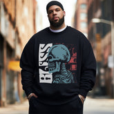 The contrast color skull Men's Plus Size Sweatshirt