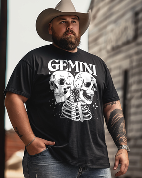 Gemini, Creative Men Plus Size Oversize T-shirt for Big & Tall Man