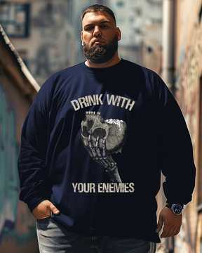 Men's Drink With Your Enemies Plus Size Long Sleeve T-Shirt