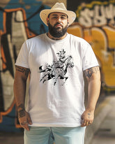 Men's Cowboy on a Bronco Printed Plus Size T-shirt ,Gifts For Men