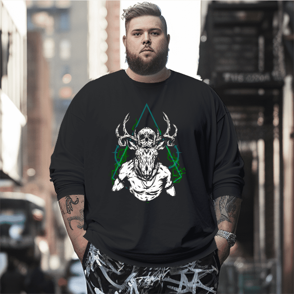 Bucks Skull Plus Size Long Sleeve T-Shirt