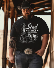 Men's Stud Services Western Printed Plus Size T-Shirt  ,Funny MEN Gifts