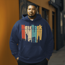 New York simple drawing  Men's Plus Size Hoodie