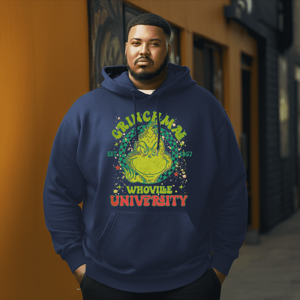 Christmas monster illustration Men's Plus Size Hoodie