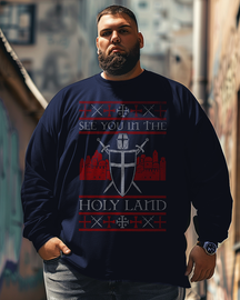 Men's Crusader Christmas Plus Size Long Sleeve T-Shirt