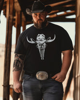 Men's Ox Head Skull Print Plus Size T-Shirt