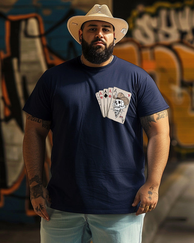 Men's Ace of Spades Poker Gambler Skeleton Print Plus Size T-Shirt  ,Cowboys Shirts,Funny MEN Gifts