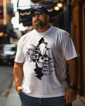 Skeleton In The Crack, Creative Men Plus Size Oversize T-shirt for Big & Tall Man