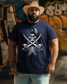 Men's Pirate Cross Swords Print Plus Size T-Shirt  ,Cowboys Shirts,Funny Men Gifts