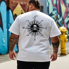 Men's Skull With Beacon Print Plus Size T-Shirt & Short