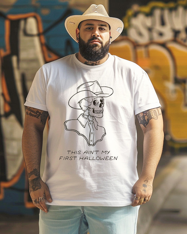 Men's Western Cowboy Hat Skull Print Plus Size T-shirt ,Bull Skull shirt,Gifts For Men