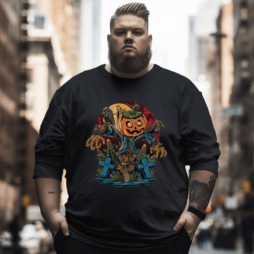 Halloween Scarecrow Plus Size Long Sleeve T-Shirt