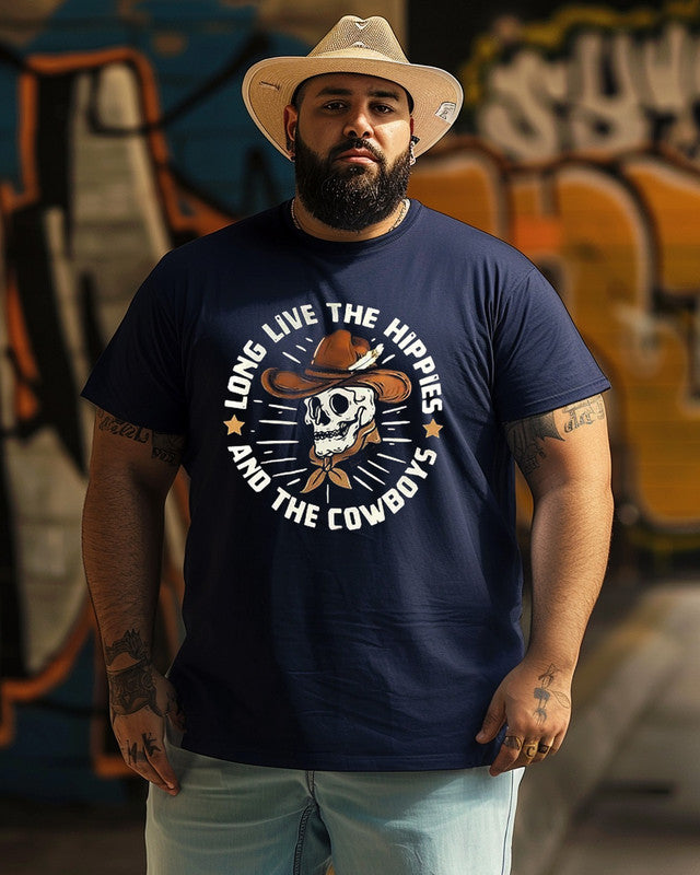 Men's Long Live The Hippies And The Cowboys Countryside Quote Printed Plus Size T-Shirt  ,Cowboys Shirts,Funny Men Gifts