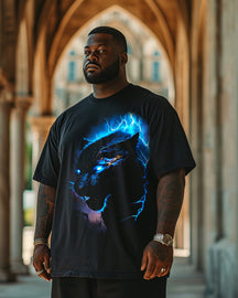 Men's Lightning Thunder Panther Plus Size T-Shirt, Personalised T-shirt