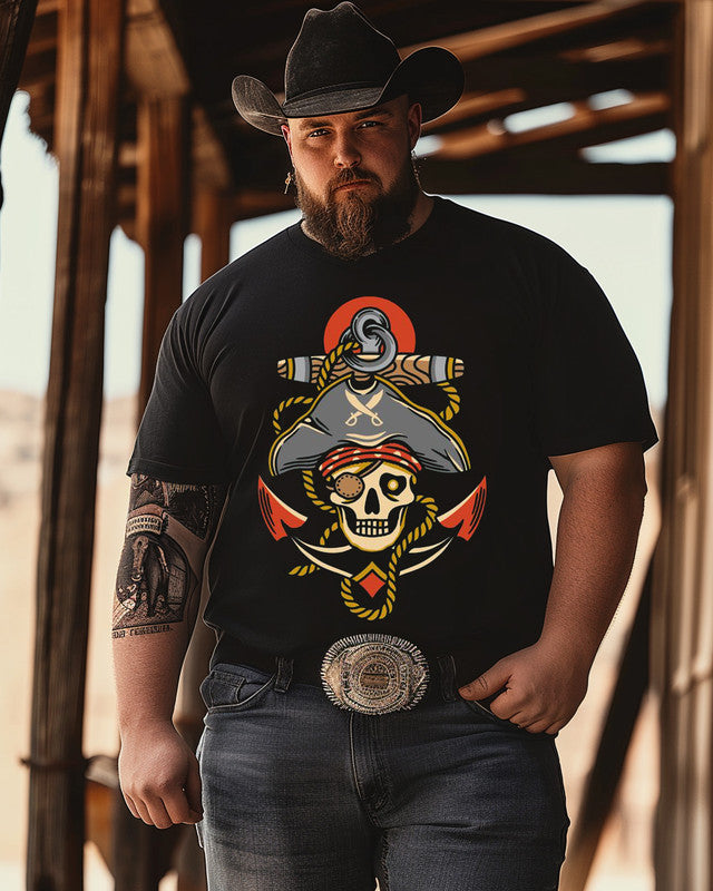 Men's Pirate Vibes Print Plus Size T-Shirt