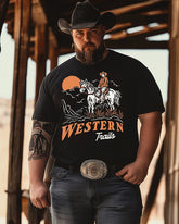 Men's Cowboy Rodeo Printed Plus Size T-Shirt