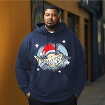 Santa Claus shark Men's Plus Size Hoodie