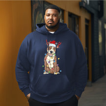 Pitbull  Christmas Men's Plus Size Hoodie