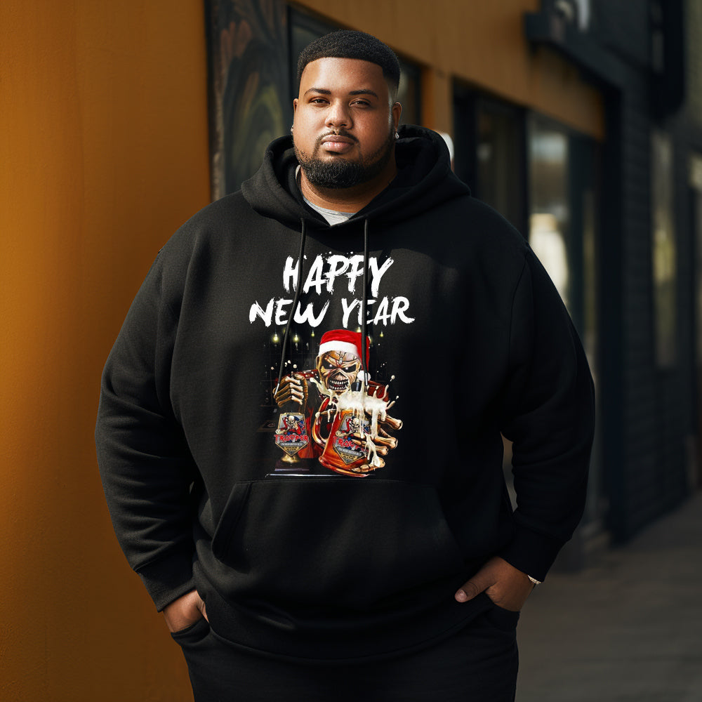 HAPPY NEW YEAR Christmas Men's Plus Size Hoodie