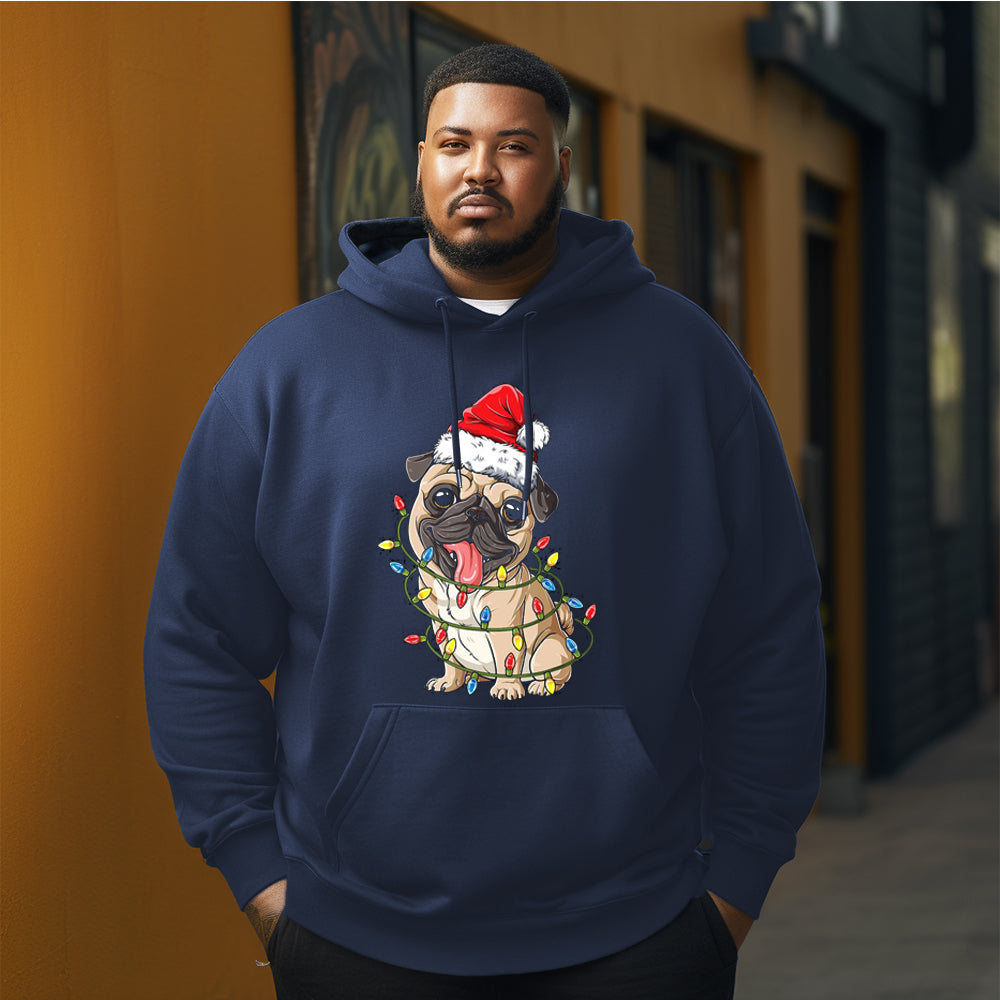 Pit bull  with lights Christmas Men's Plus Size Hoodie