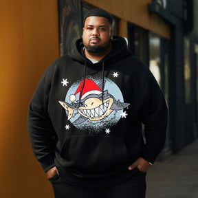 Santa Claus shark Men's Plus Size Hoodie