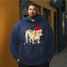 Pit bull  light Christmas Men's Plus Size Hoodie