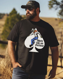 Men's Skate like an outlaw Western Printed Plus Size T-Shirt  ,Funny MEN Gifts