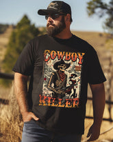 Men's Classic Cowboy killer Print Plus Size T-Shirt