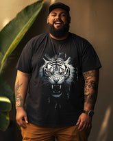 Men's Roaring Tiger Print Plus Size T-Shirt, Personalised T-shirt