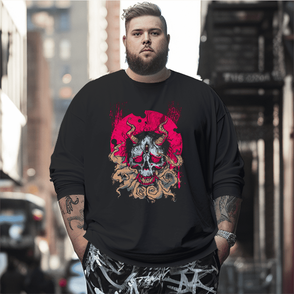 Hannya Skull Plus Size Long Sleeve T-Shirt