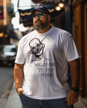 Welcome To My Mind, Creative Men Plus Size Oversize T-shirt for Big & Tall Man