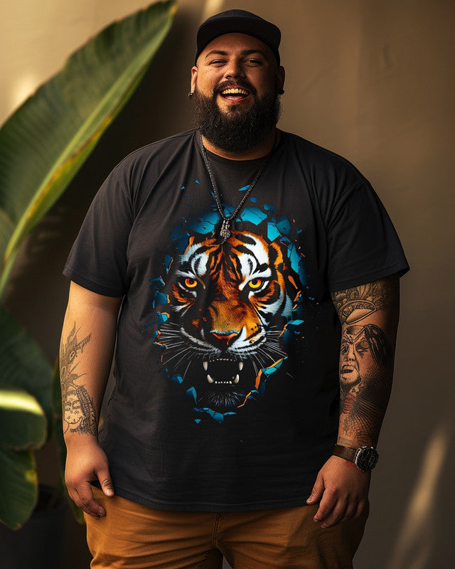 Men's Stunning Tiger Print Plus Size T-Shirt, Personalised T-shirt