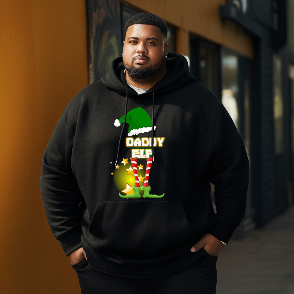 DADDY ELF Christmas Men's Plus Size Hoodie