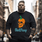 Halloween Pumpkin Skull Man's Plus Size T-Shirt