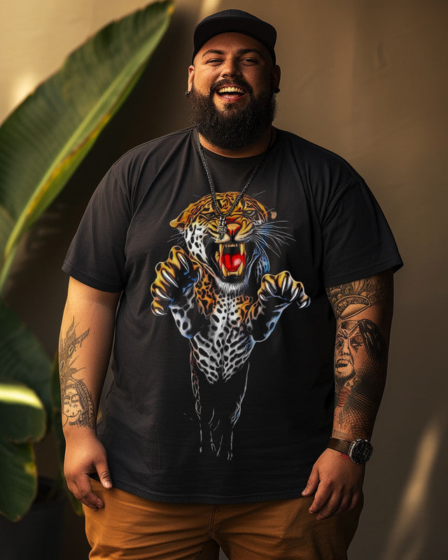 Men's Fierce Tiger Print Plus Size T-Shirt, Personalised T-shirt