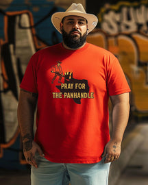 Men's Pray for The Panhandle Printed Plus Size T-shirt, Cowboy shirts, Gifts For Men