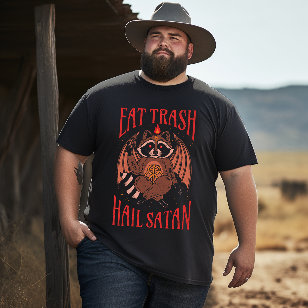 Men's Eat Trash, Hail Satan Plus Size T-shirt