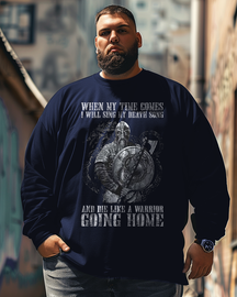 Men's Die Like A Warrior Plus Size Long Sleeve T-Shirt