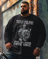 Men's Die Like A Warrior Plus Size Long Sleeve T-Shirt