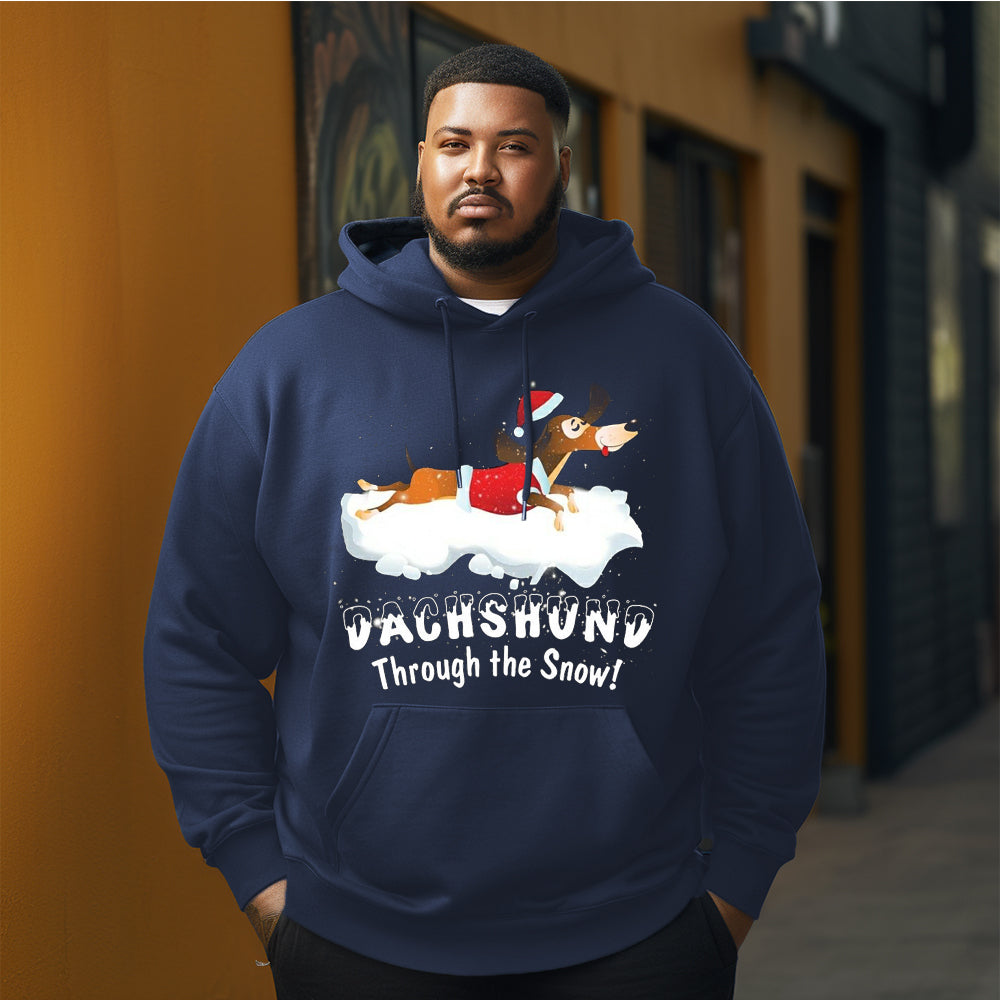 Dachshund  dog light Christmas Men's Plus Size Hoodie