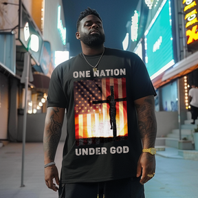 One Nation Under God USA flag Crucifix Men's T-Shirts