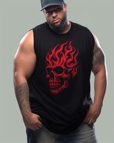 Flaming Skull Print Men's Sleeveless Tee