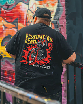 Men's DESTINATION DEATH Skull Riding Plus Size T-Shirt & Short